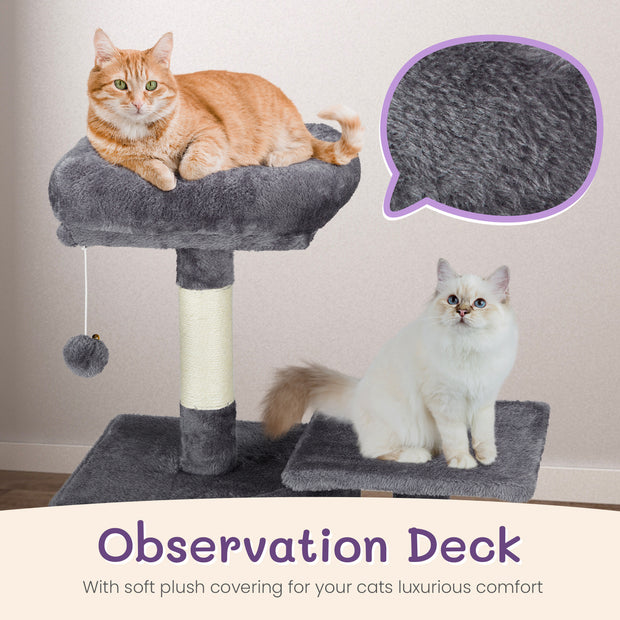 47inch, Dark Grey, Cat Scratcher, Trapezoidal Cat House, Cat Climbing Frame