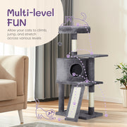 47inch, Dark Grey, Cat Scratcher, Trapezoidal Cat House, Cat Climbing Frame