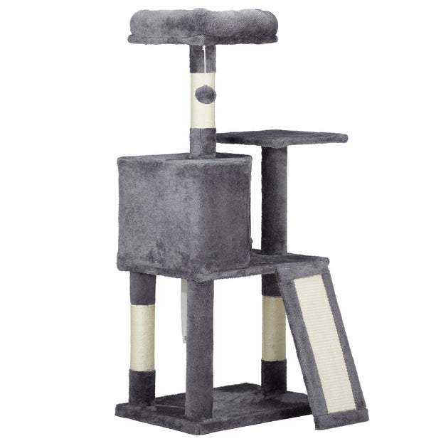 47inch, Dark Grey, Cat Scratcher, Trapezoidal Cat House, Cat Climbing Frame